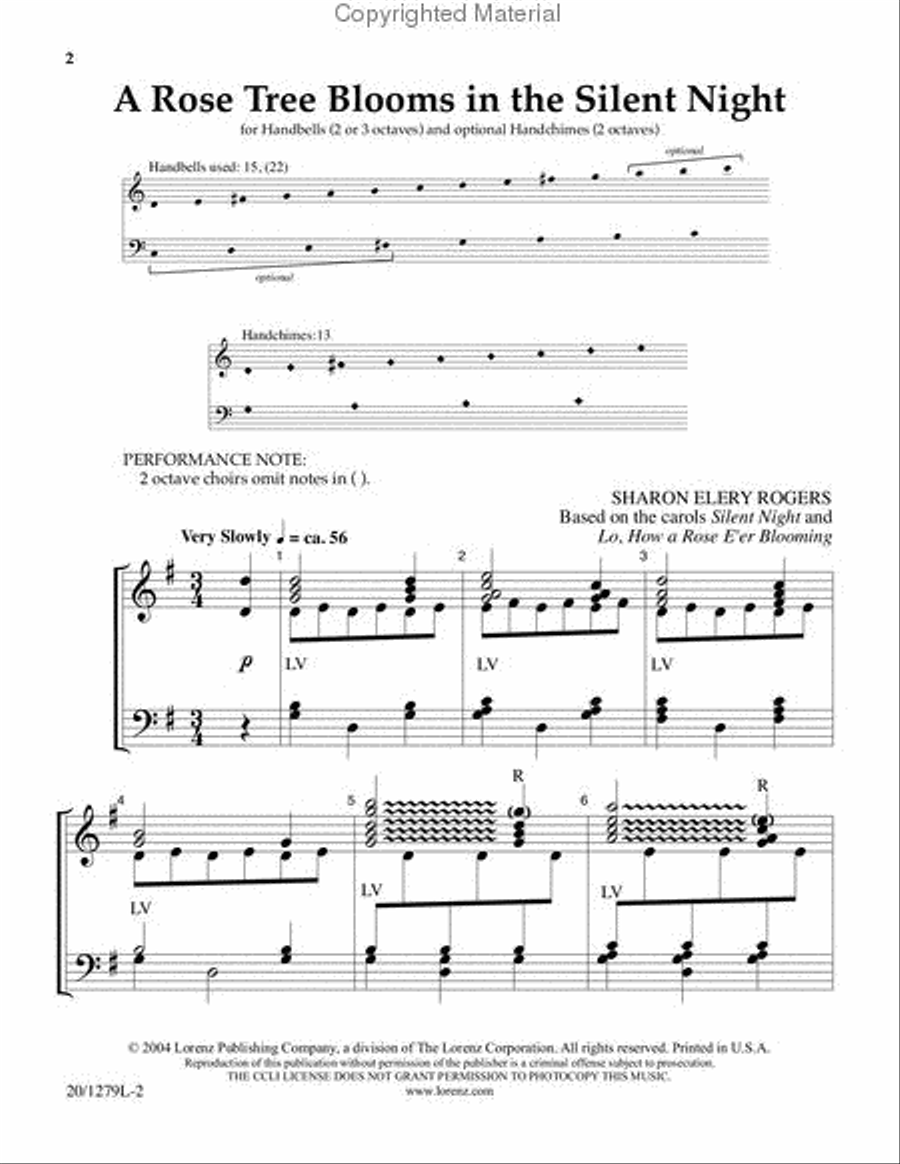 A Rose Tree Blooms in the Silent Night 3-Octaves scores gallery preview page 2
