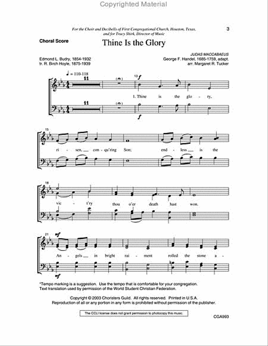 Thine Is the Glory - Choral Score SA scores gallery preview page 3