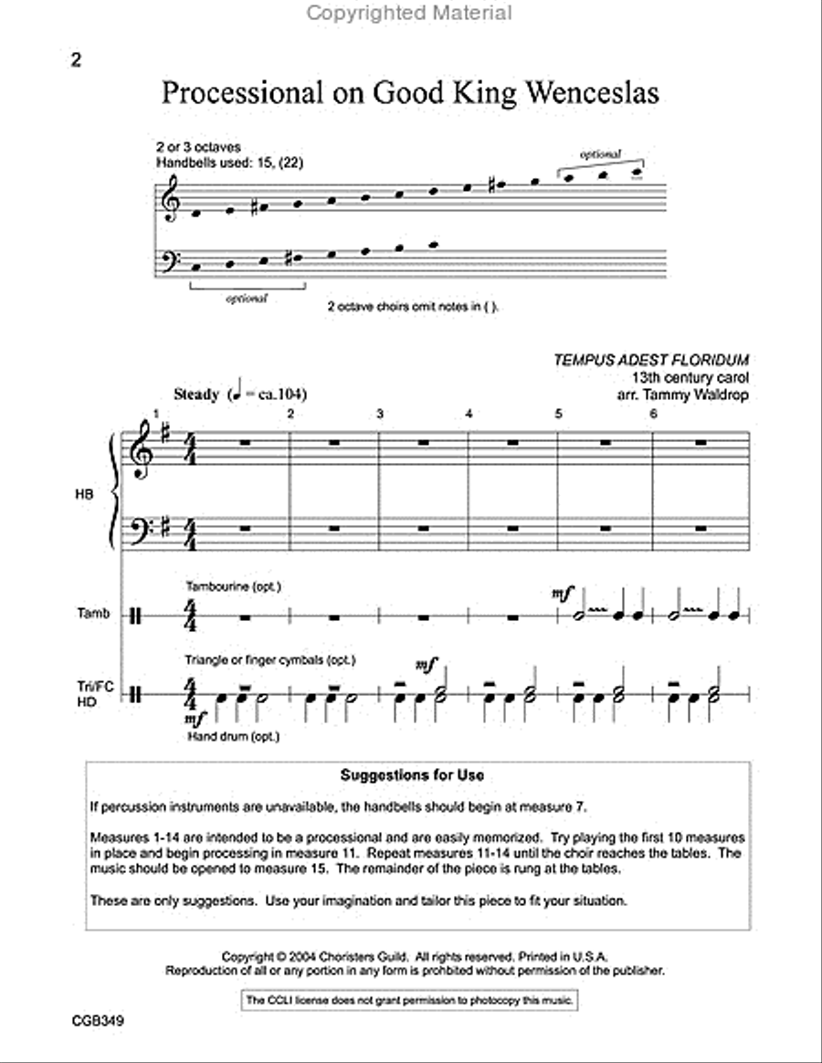 Processional on Good King Wenceslas 3-Octaves scores gallery preview page 2