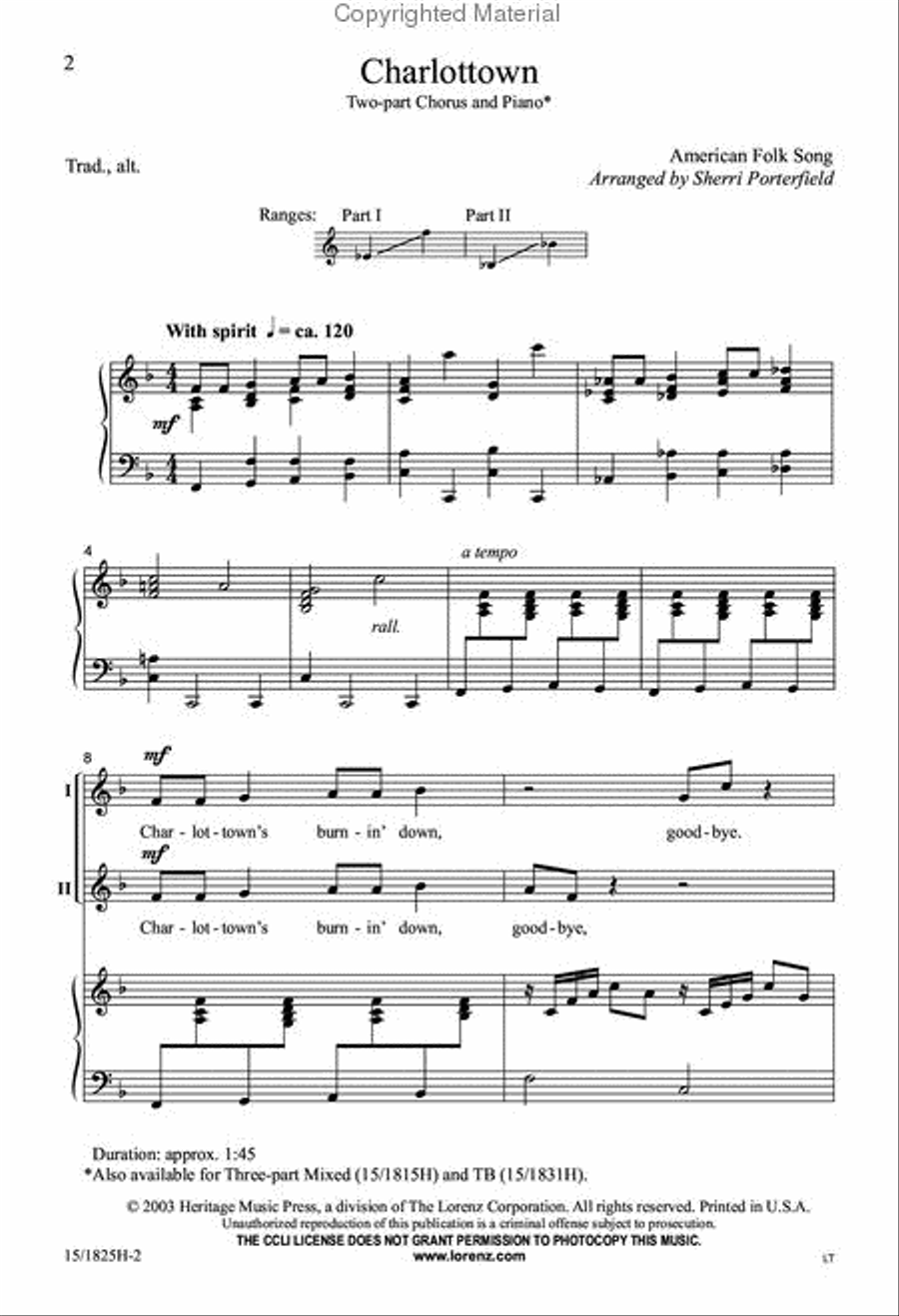 Charlottown 2-Part scores gallery preview page 2