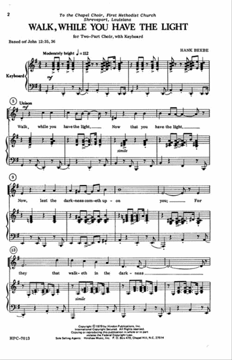 Walk, While You Have The Light Choir scores gallery preview page 2
