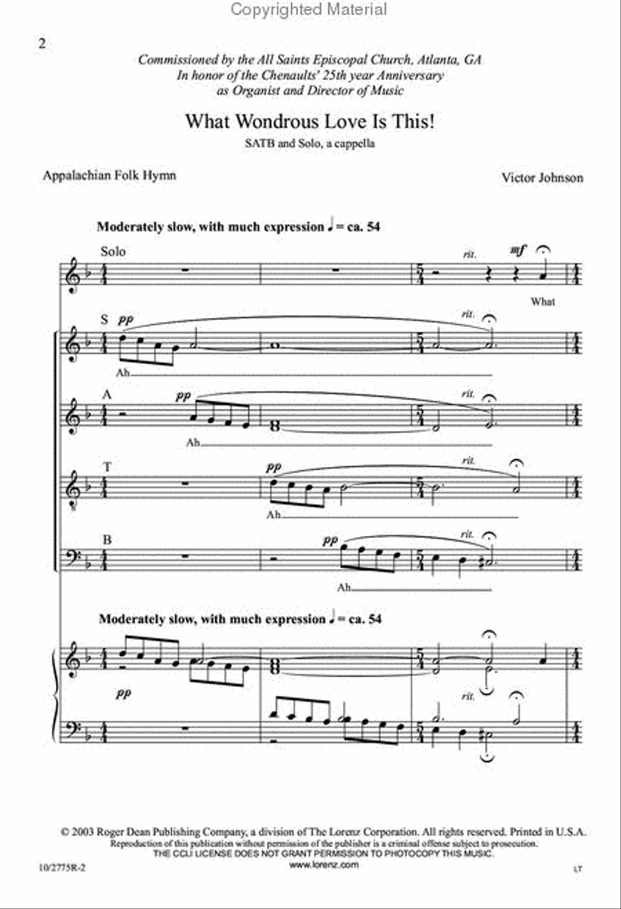 What Wondrous Love is This! 4-Part scores gallery preview page 2