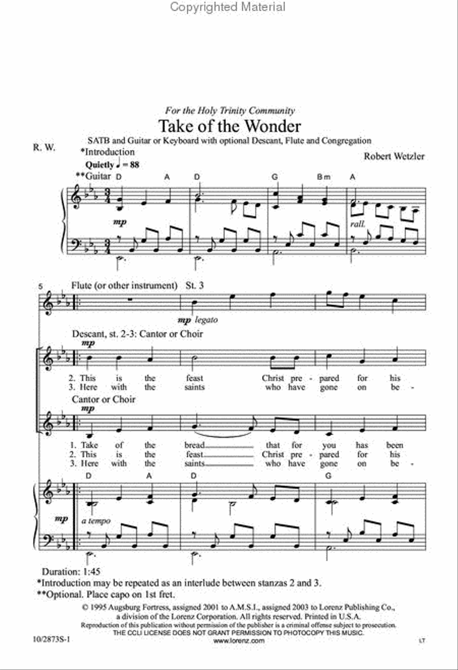 Take of the Wonder 4-Part scores gallery preview page 2