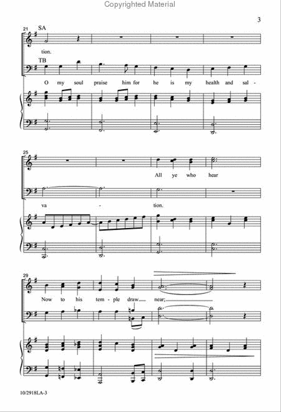 Praise Ye the Lord Praise Ye the Lord 4-Part scores gallery preview page 3