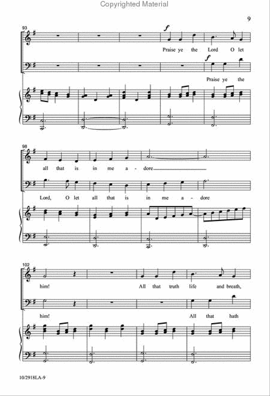 Praise Ye the Lord Praise Ye the Lord 4-Part scores gallery preview page 9