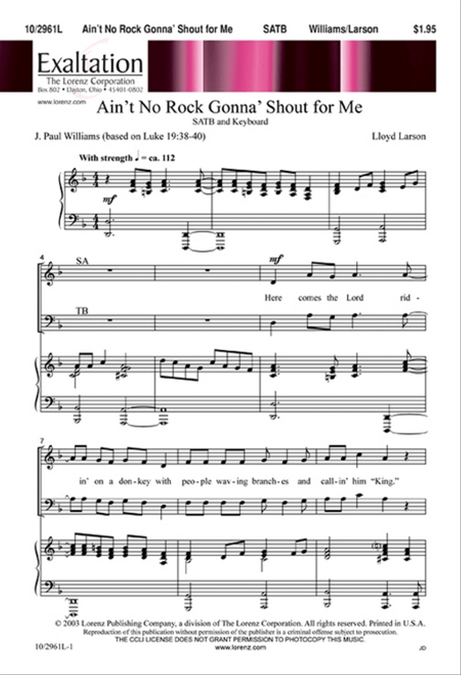 Ain't No Rock Gonna' Shout for Me 4-Part scores gallery preview page 1
