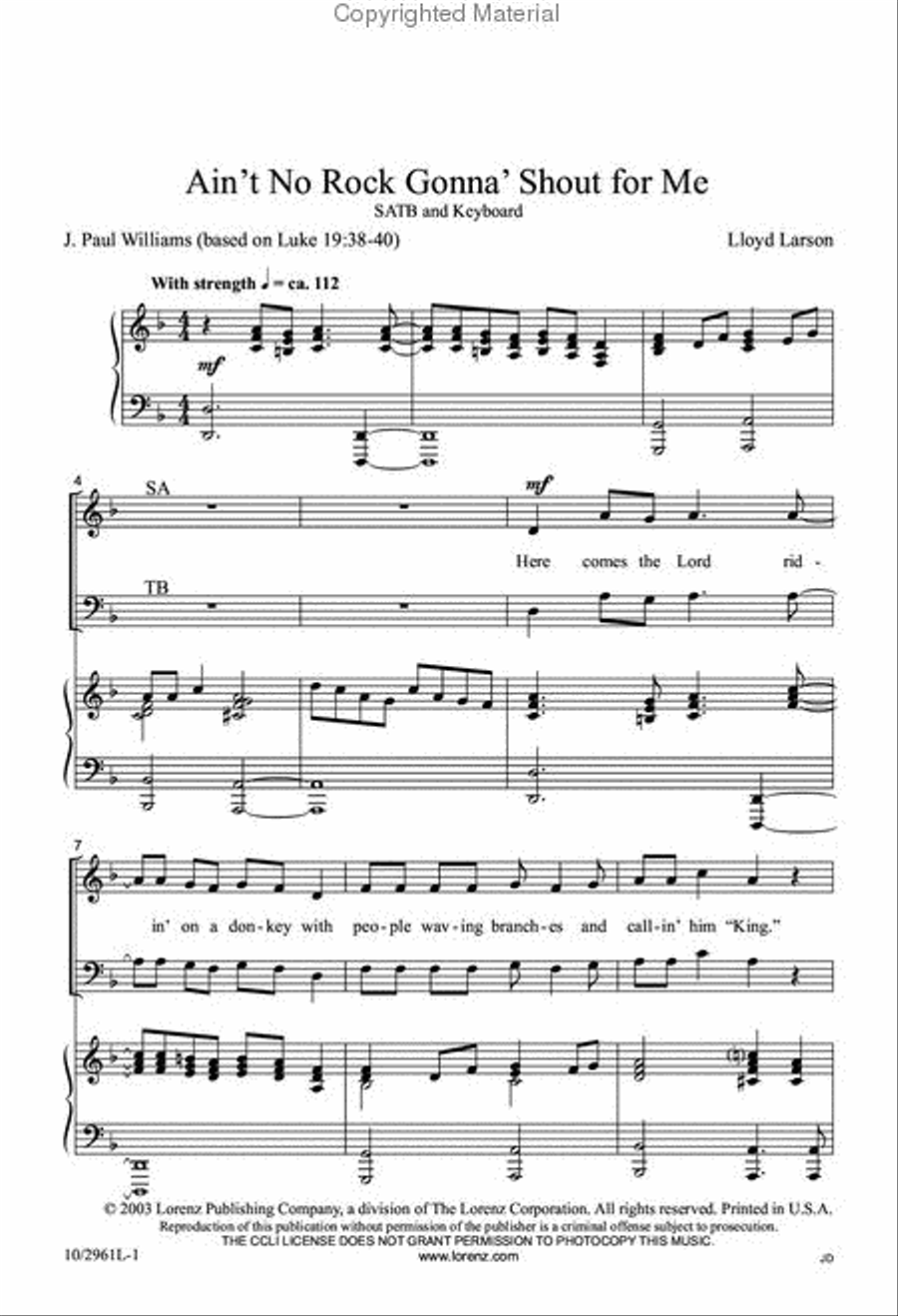 Ain't No Rock Gonna' Shout for Me 4-Part scores gallery preview page 2