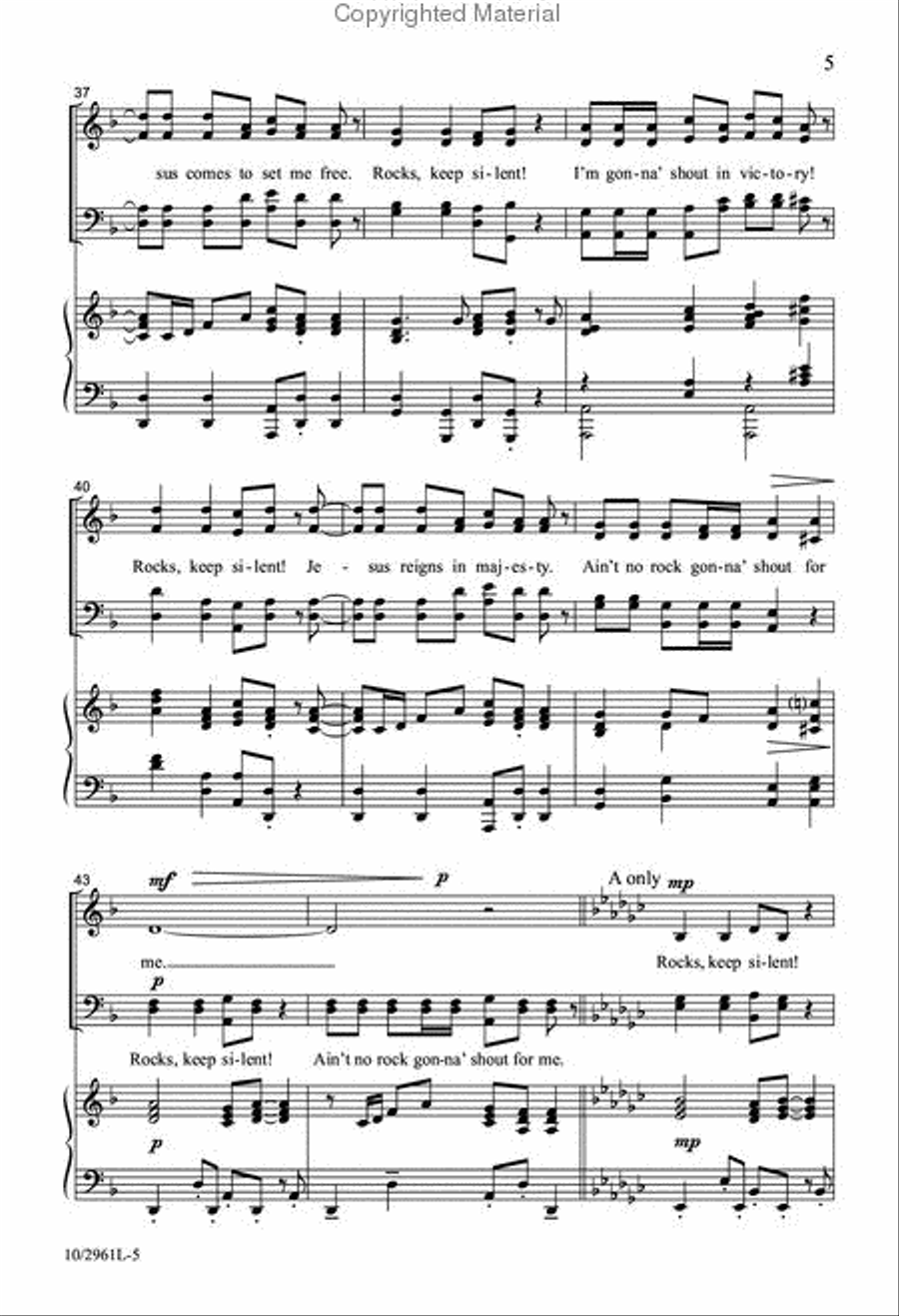 Ain't No Rock Gonna' Shout for Me 4-Part scores gallery preview page 6