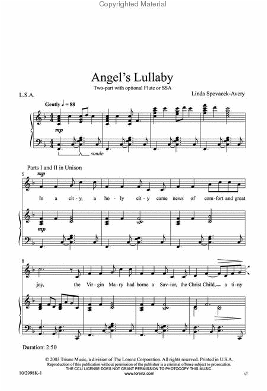 Angels Lullaby Angels Lullaby 2-Part scores gallery preview page 2