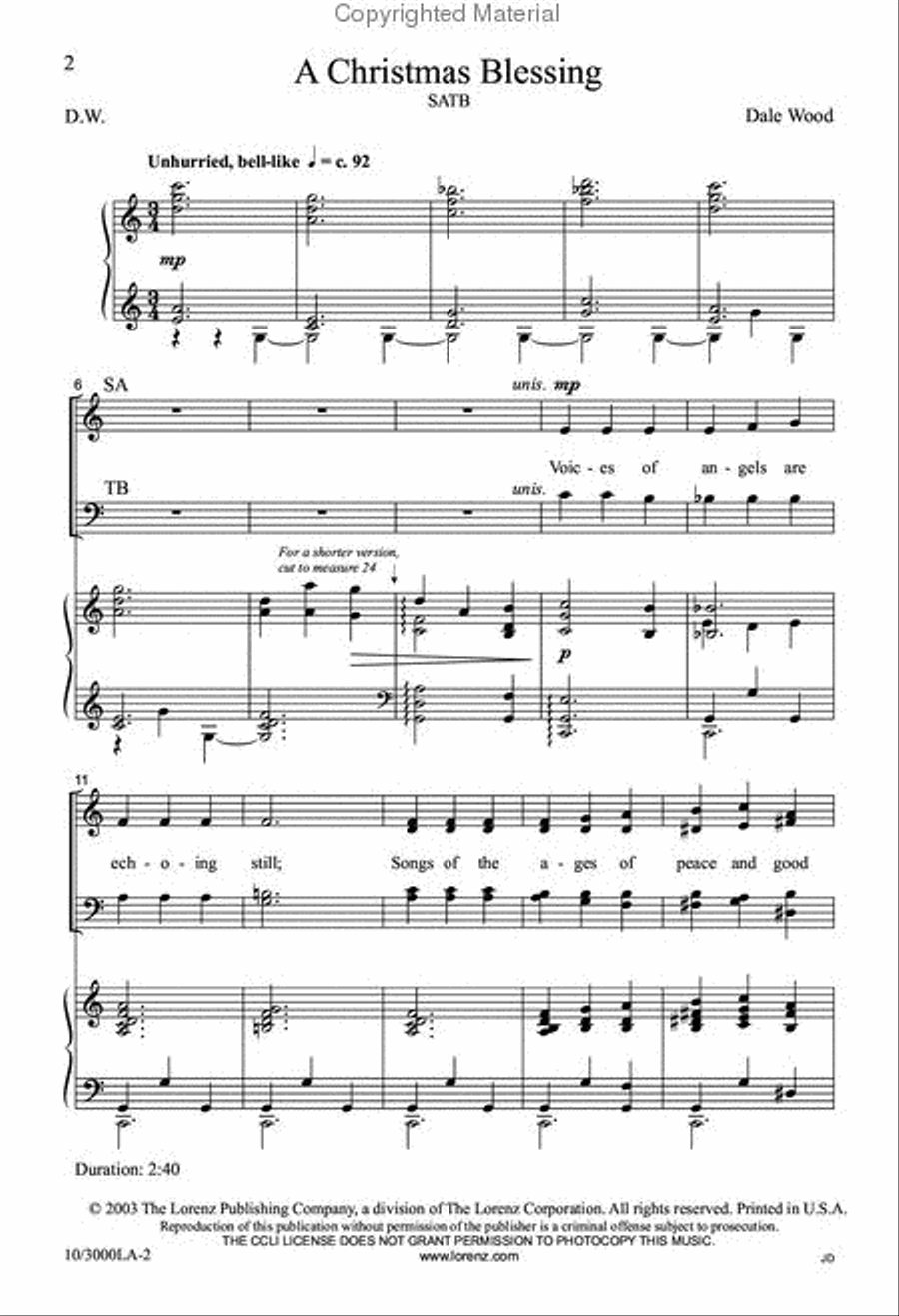 A Christmas Blessing 4-Part scores gallery preview page 2