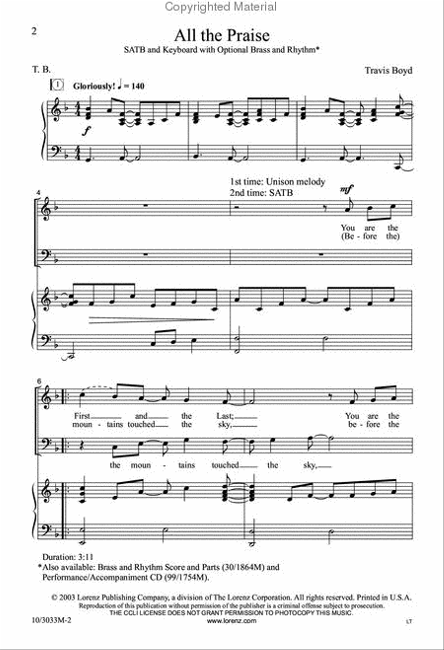 All the Praise All the Praise 4-Part scores gallery preview page 2