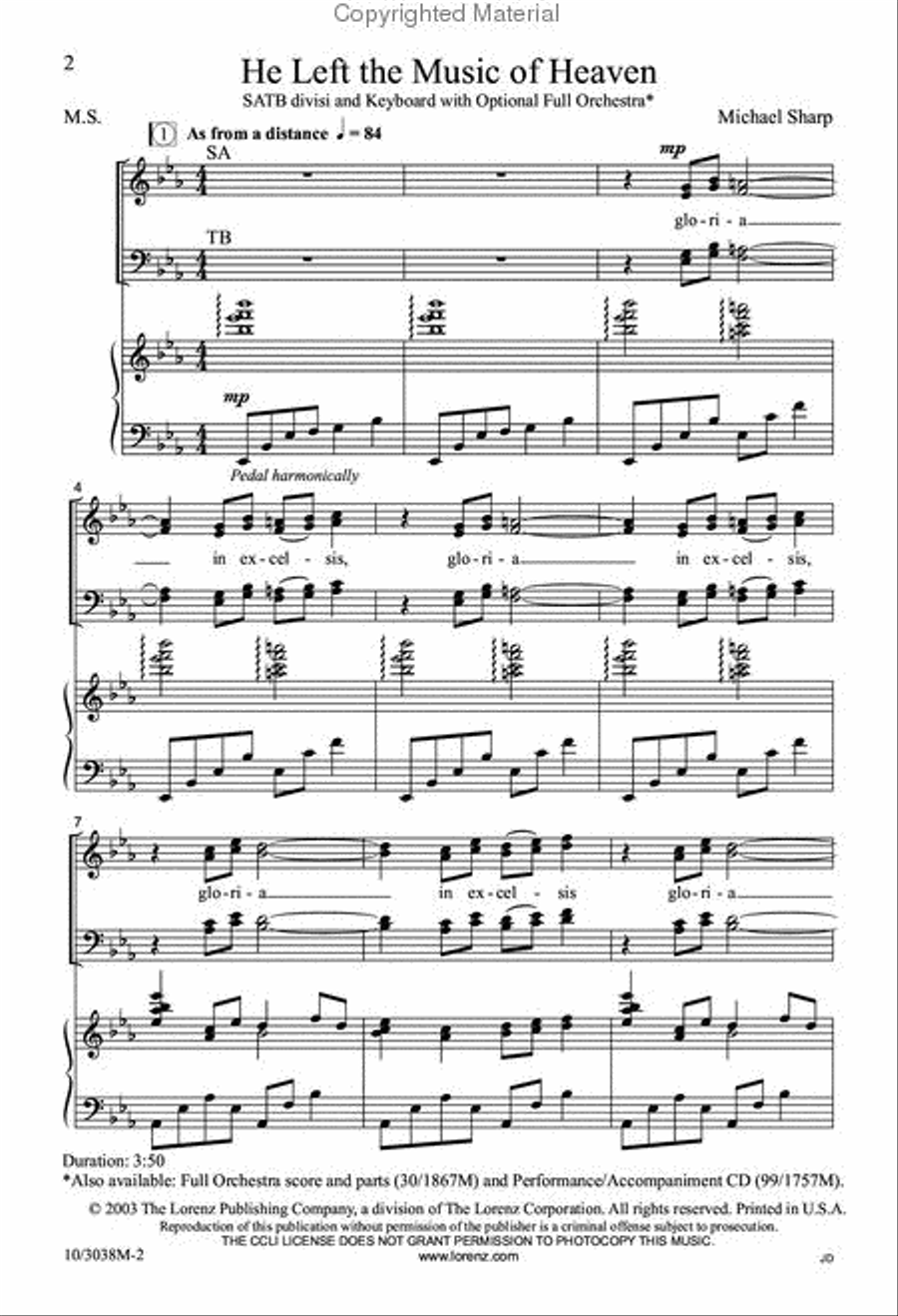 He Left the Music of Heaven Divisi scores gallery preview page 2