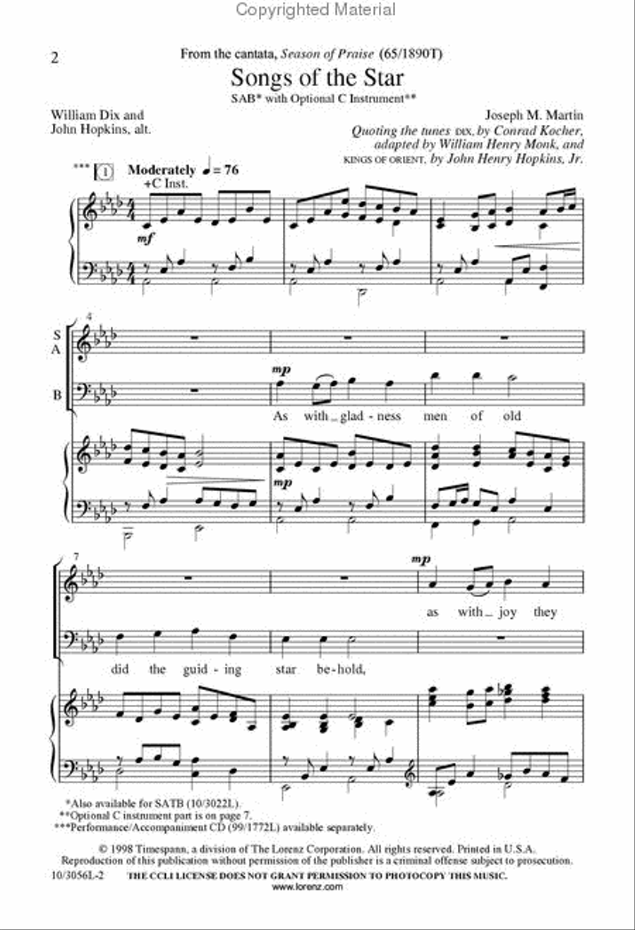 Songs of the Star 3-Part scores gallery preview page 2