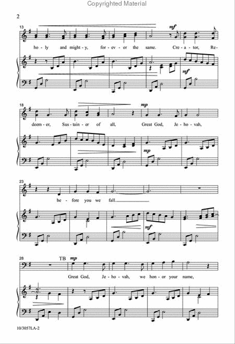 Great God, Jehovah Great God, Jehovah 4-Part scores gallery preview page 3