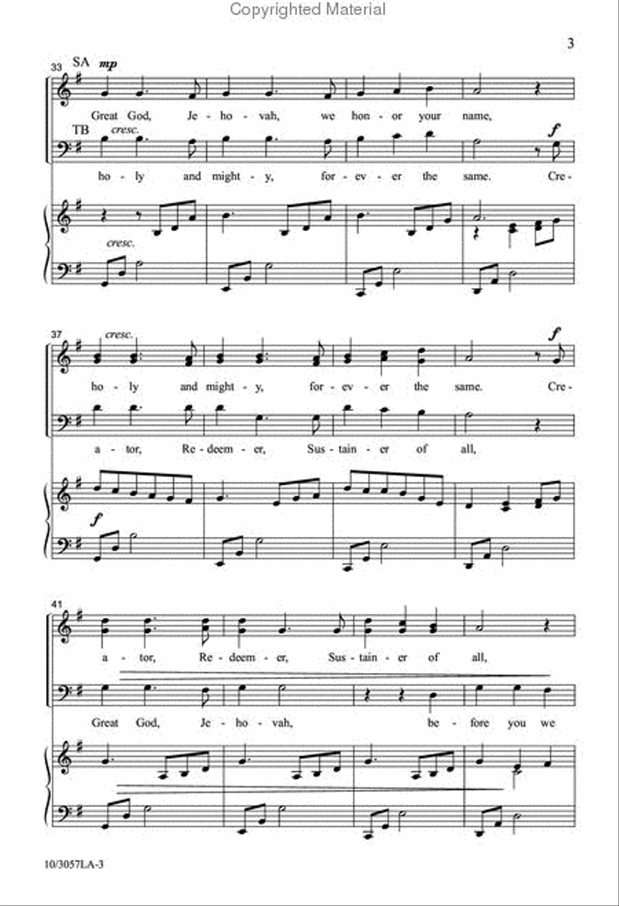 Great God, Jehovah Great God, Jehovah 4-Part scores gallery preview page 4