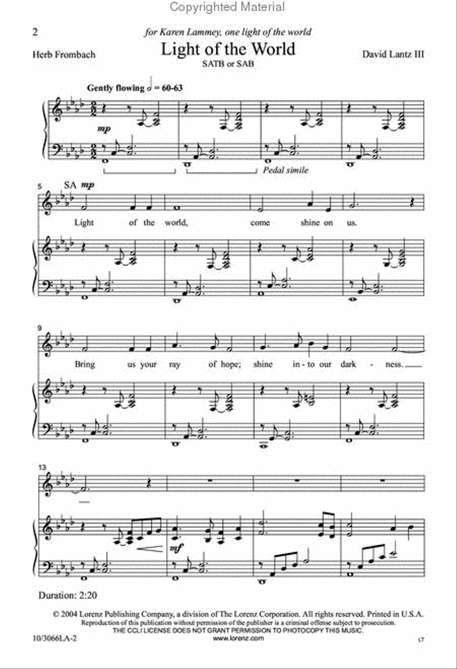 Light of the World 4-Part scores gallery preview page 2