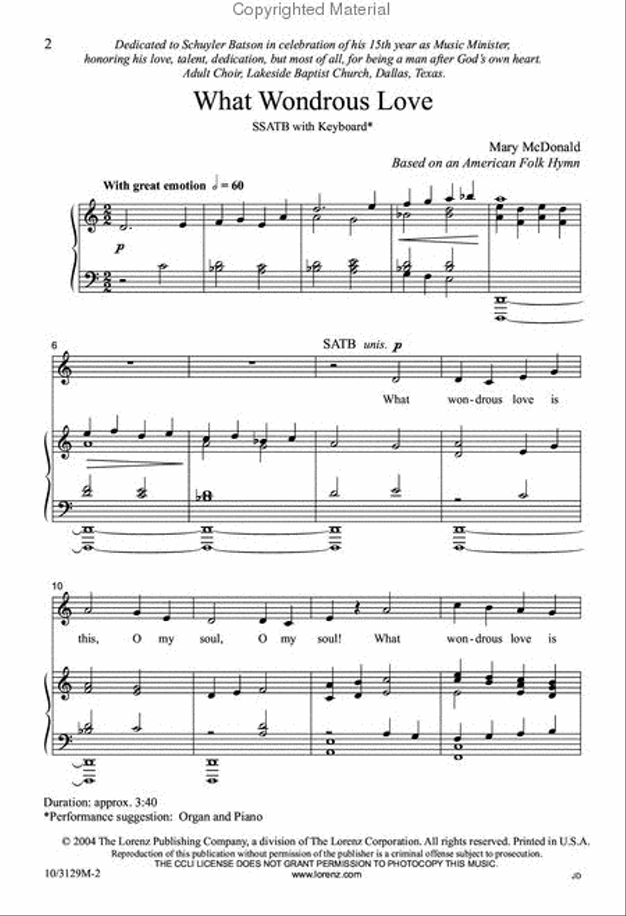 What Wondrous Love? SSATB scores gallery preview page 2