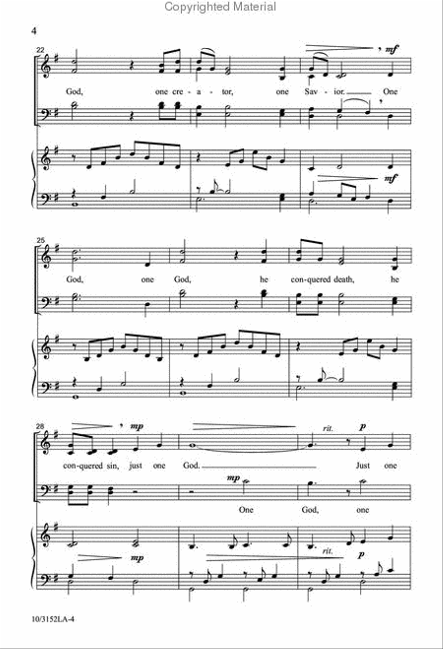 Just One God 4-Part scores gallery preview page 4
