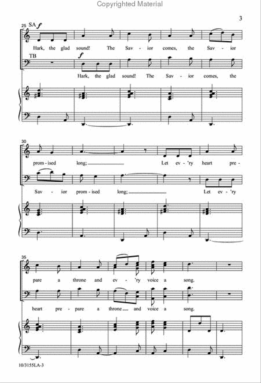 Hark, the Glad Sound! The Savior Comes 4-Part scores gallery preview page 3
