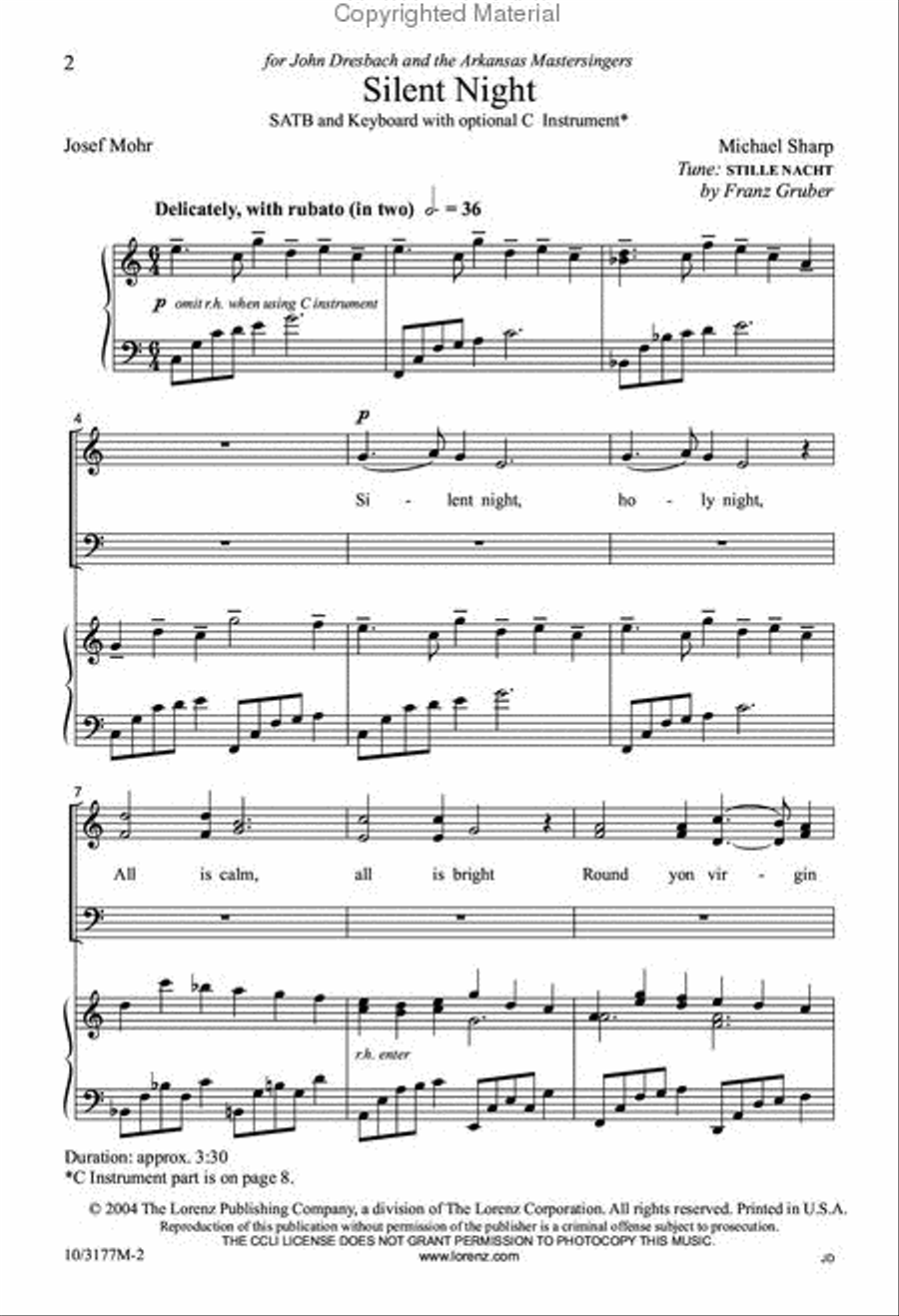 Silent Night 4-Part scores gallery preview page 2