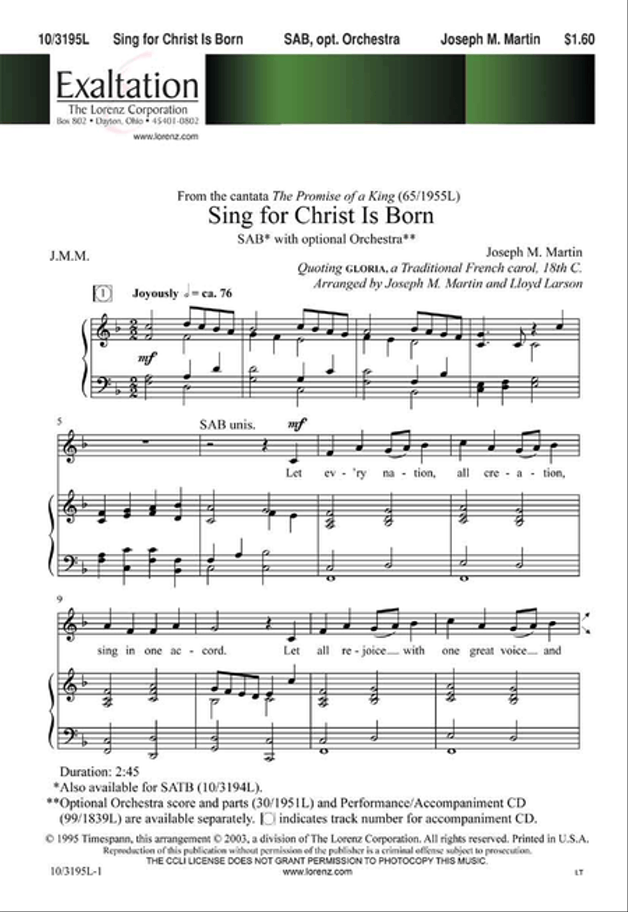 Sing for Christ Is Born Sing for Christ Is Born 3-Part scores gallery preview page 1