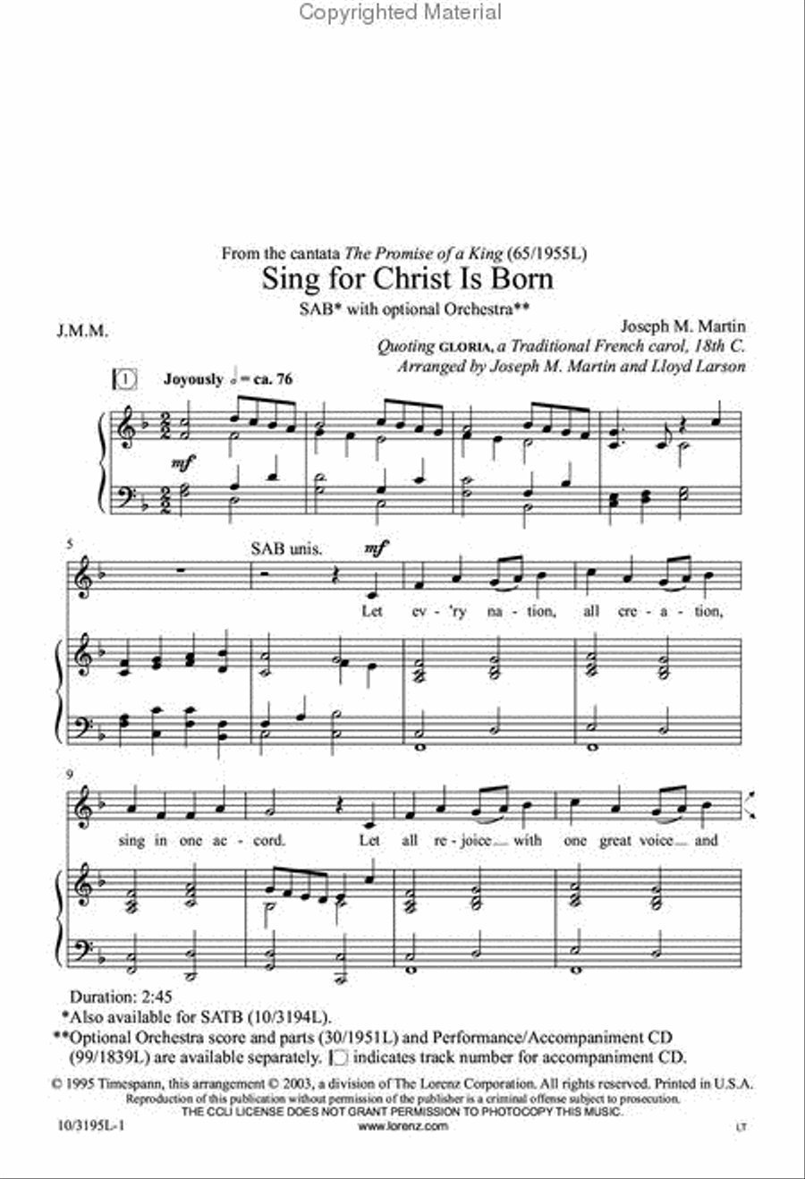 Sing for Christ Is Born Sing for Christ Is Born 3-Part scores gallery preview page 2