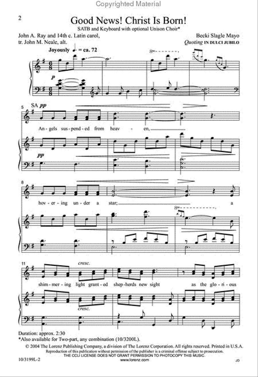 Good News! Christ Is Born! 4-Part scores gallery preview page 2
