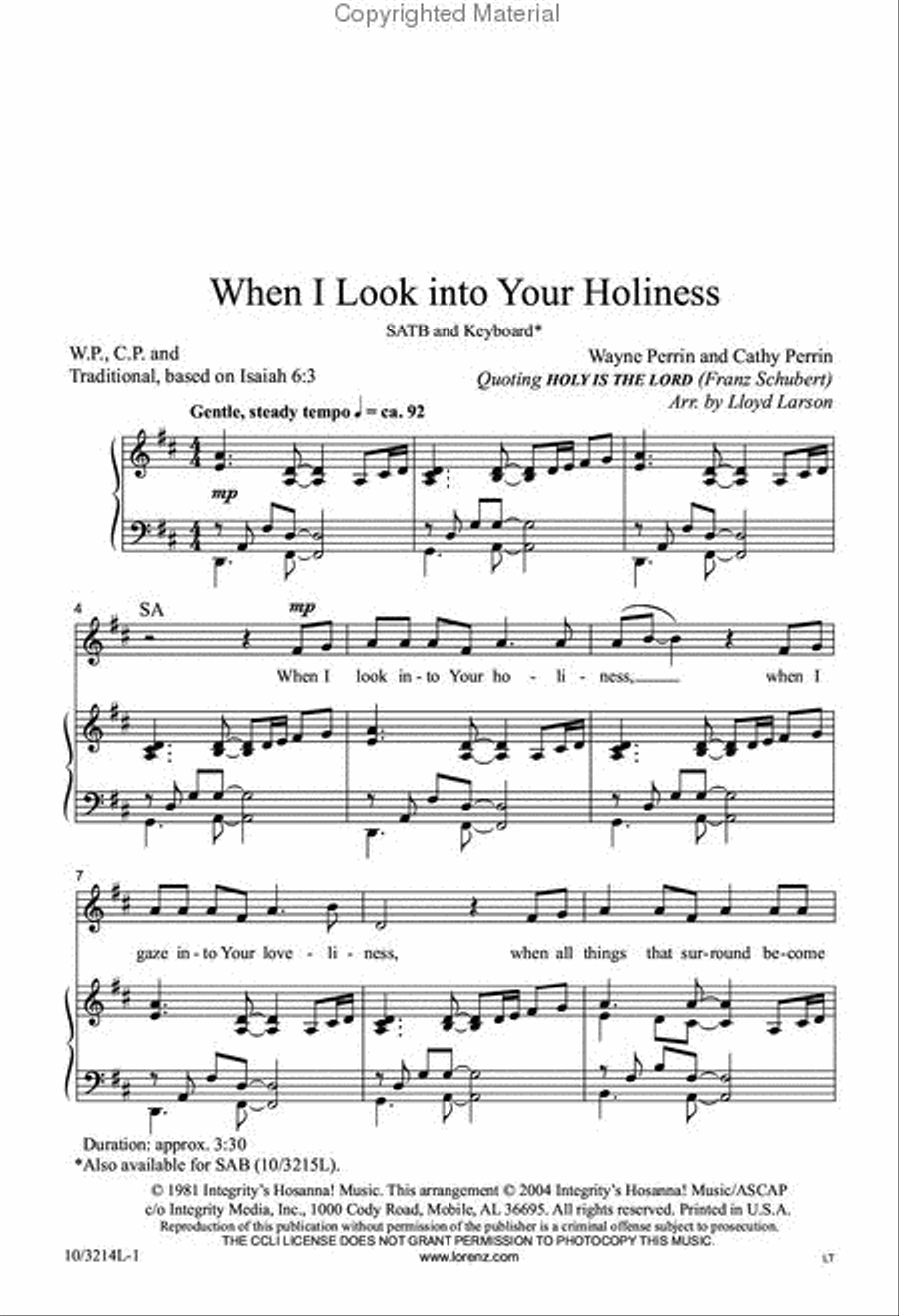 When I Look into Your Holiness 4-Part scores gallery preview page 2