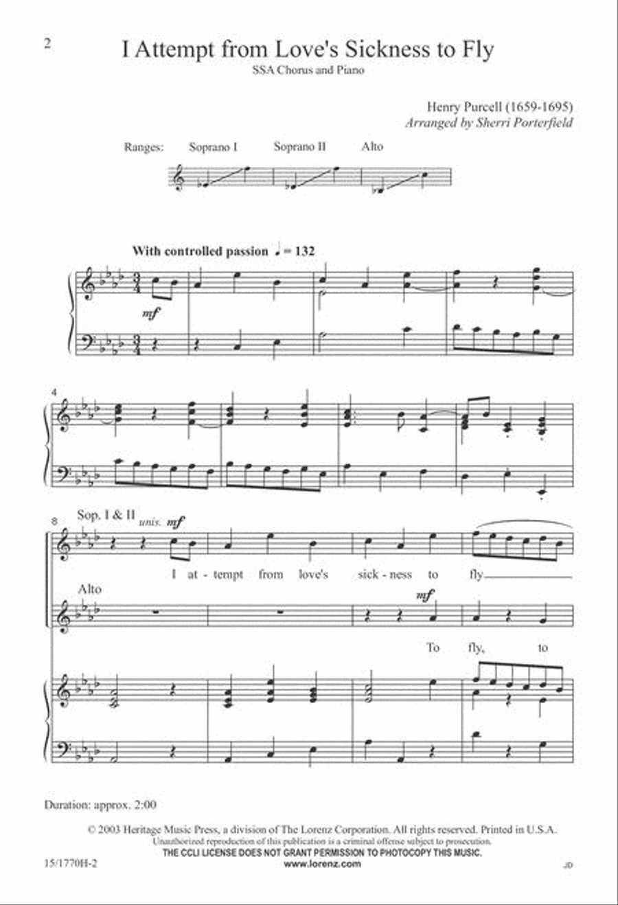 I Attempt from Love's Sickness to Fly SSA scores gallery preview page 2