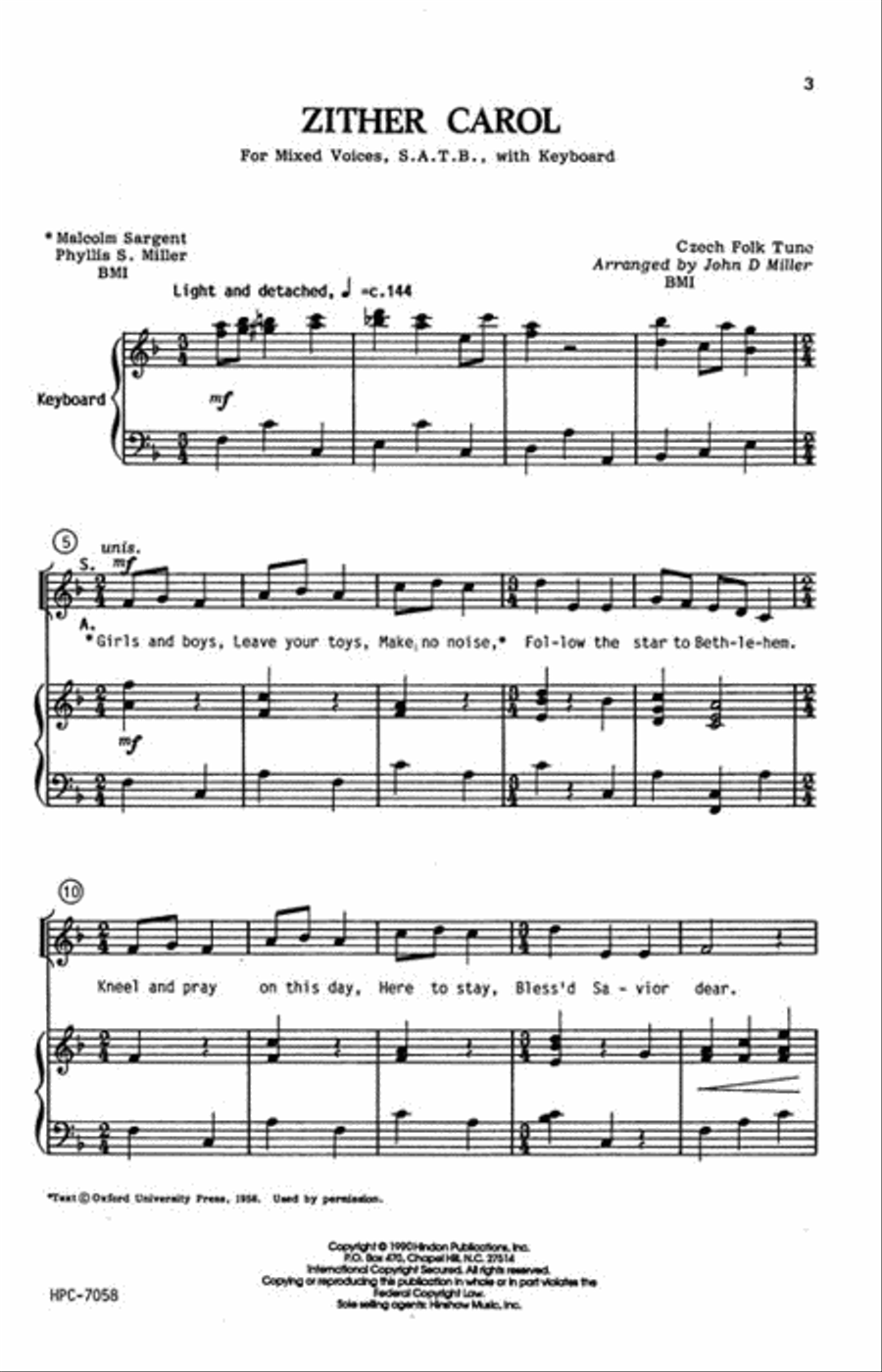 Zither Carol Zither Carol 4-Part scores gallery preview page 2