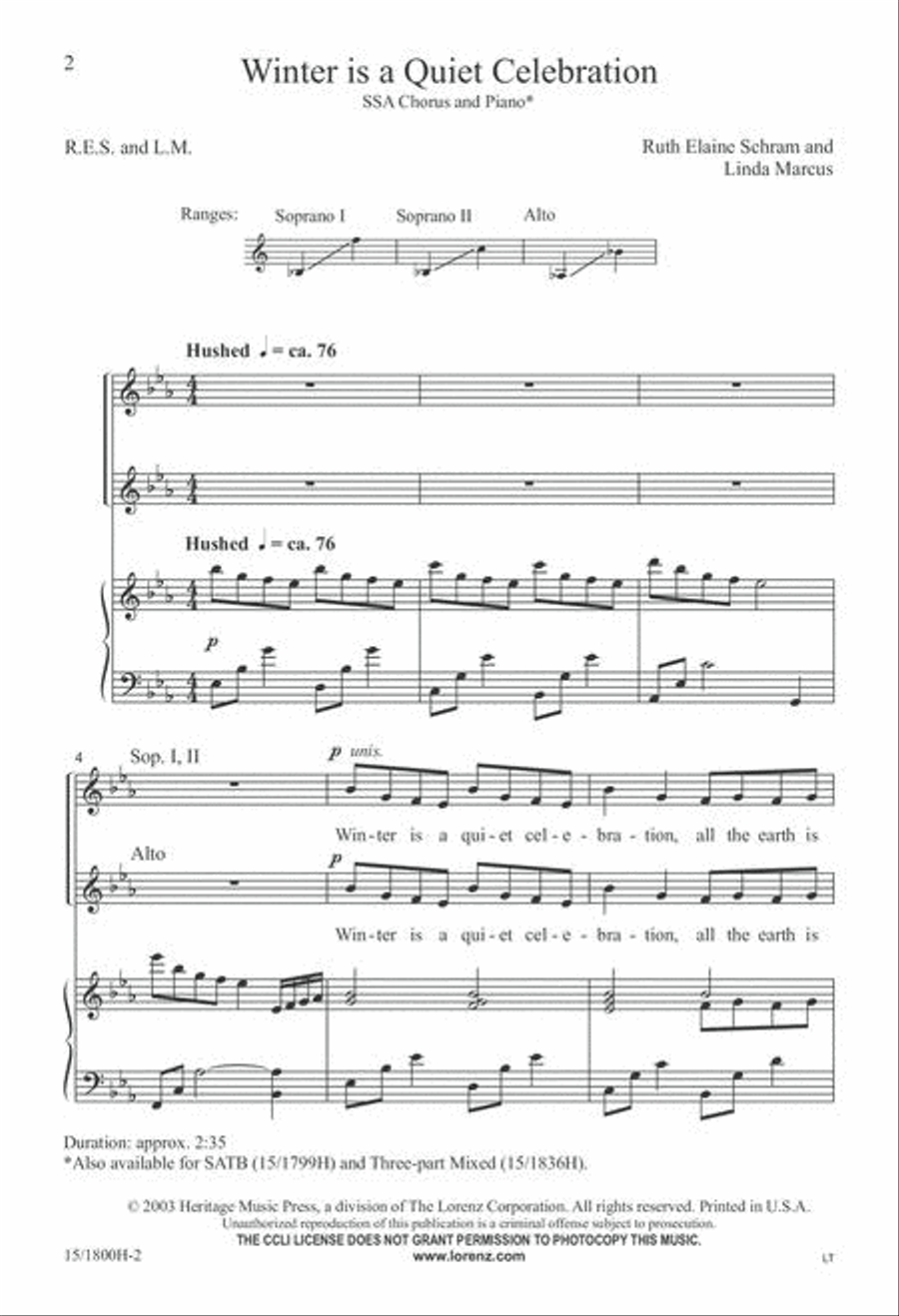 Winter is a Quiet Celebration Choir scores gallery preview page 2