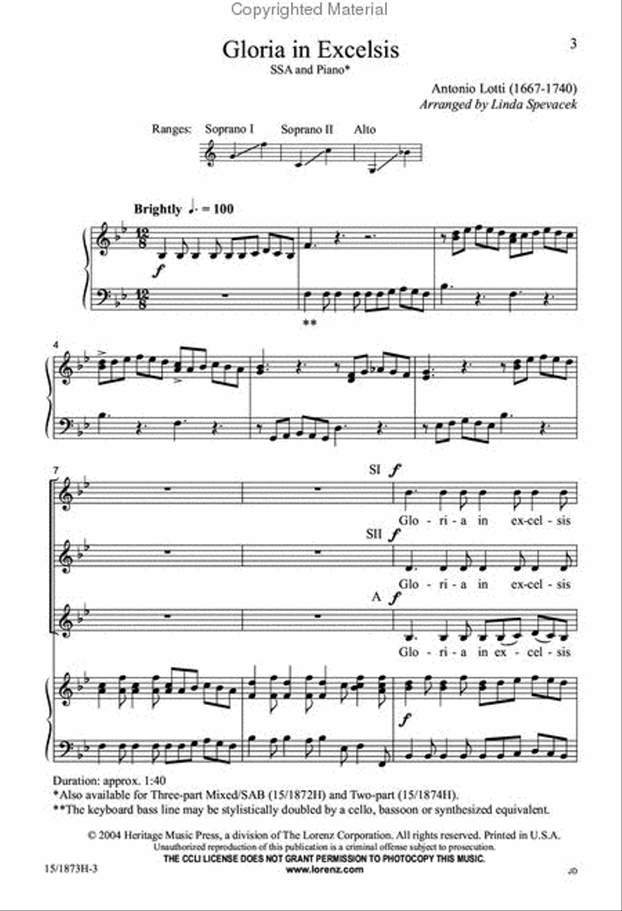 Gloria in Excelsis SSA scores gallery preview page 2