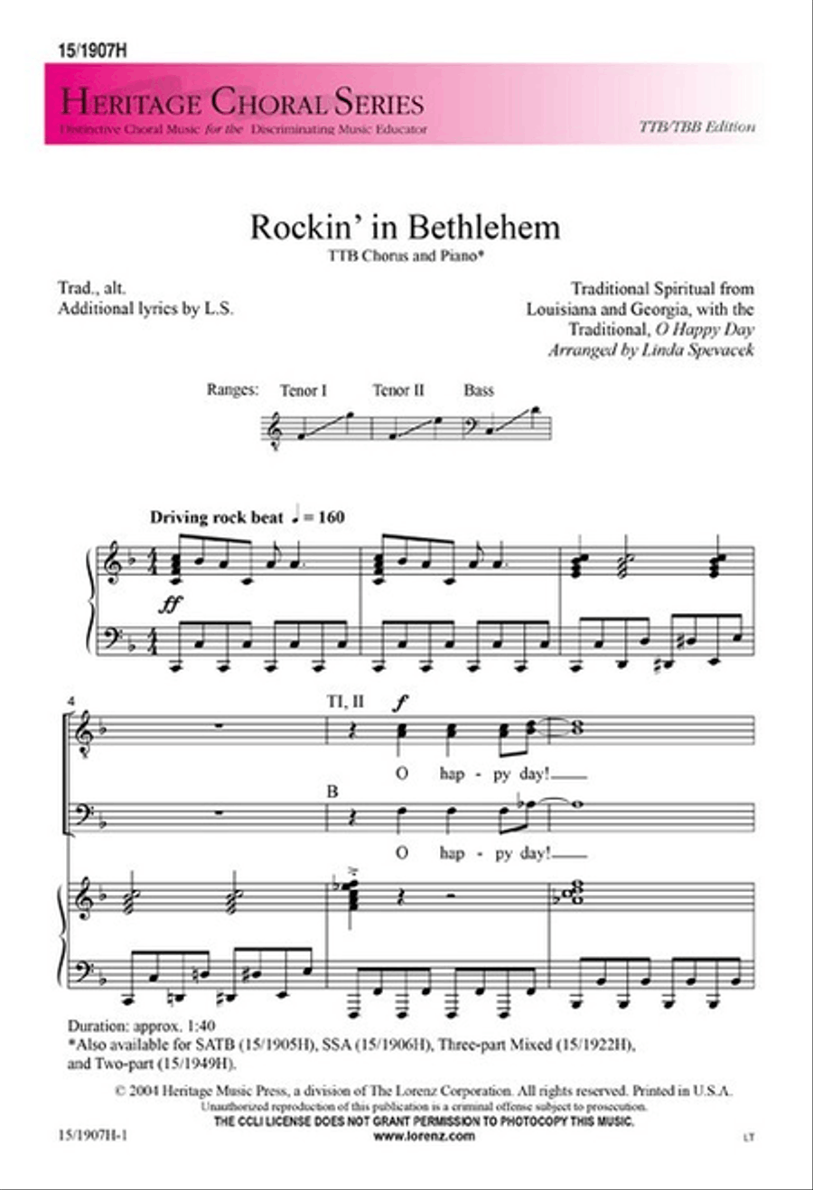 Rockin' in Bethlehem Rockin' in Bethlehem TTB scores gallery preview page 1