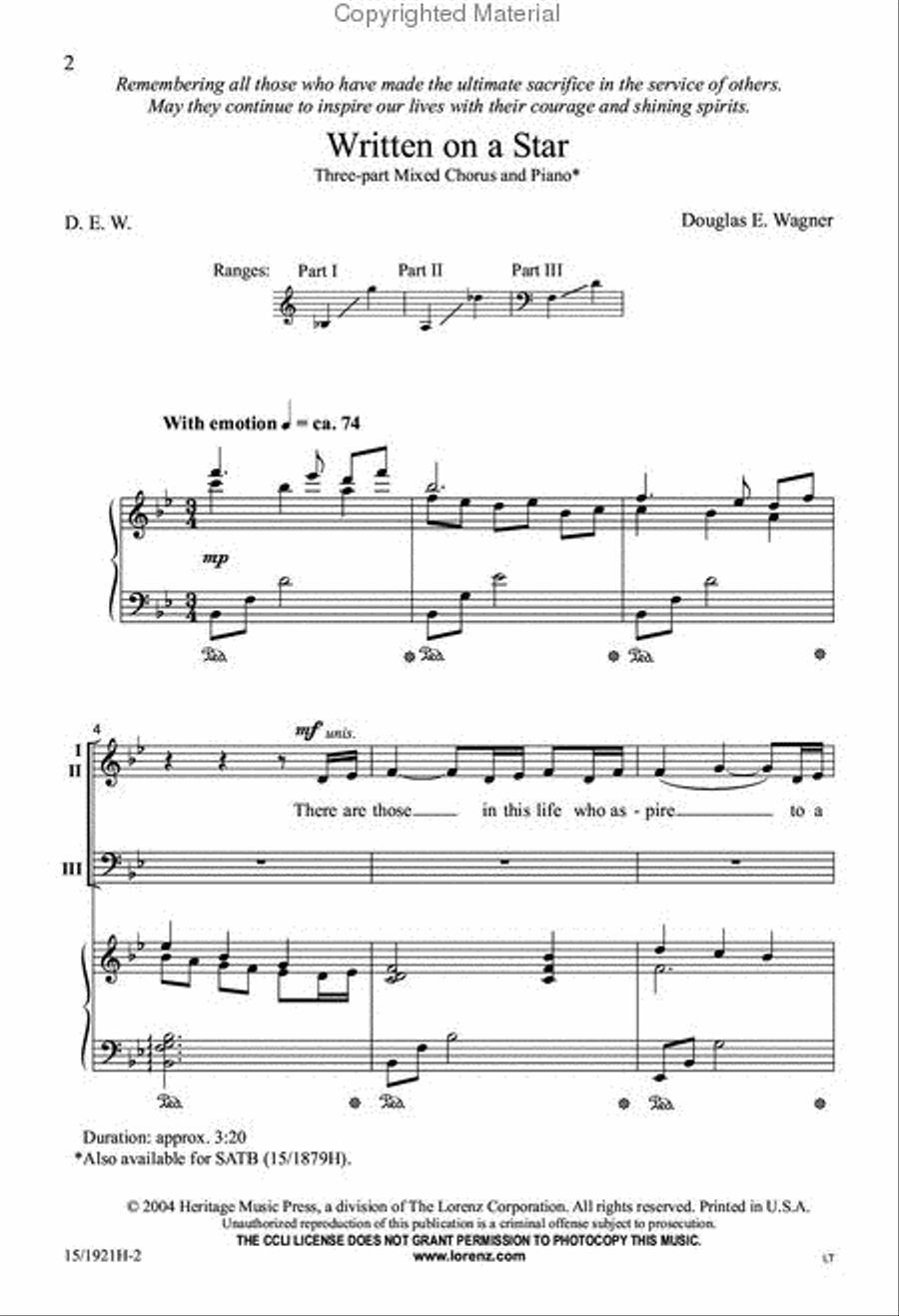 Written on a Star Written on a Star 3-Part scores gallery preview page 2