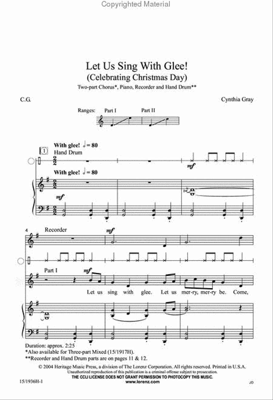 Let Us Sing with Glee! Let Us Sing with Glee! 2-Part scores gallery preview page 2