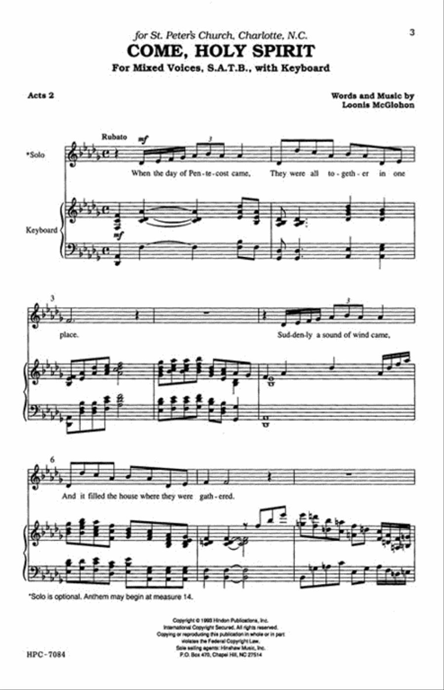 Come, Holy Spirit Choir scores gallery preview page 2
