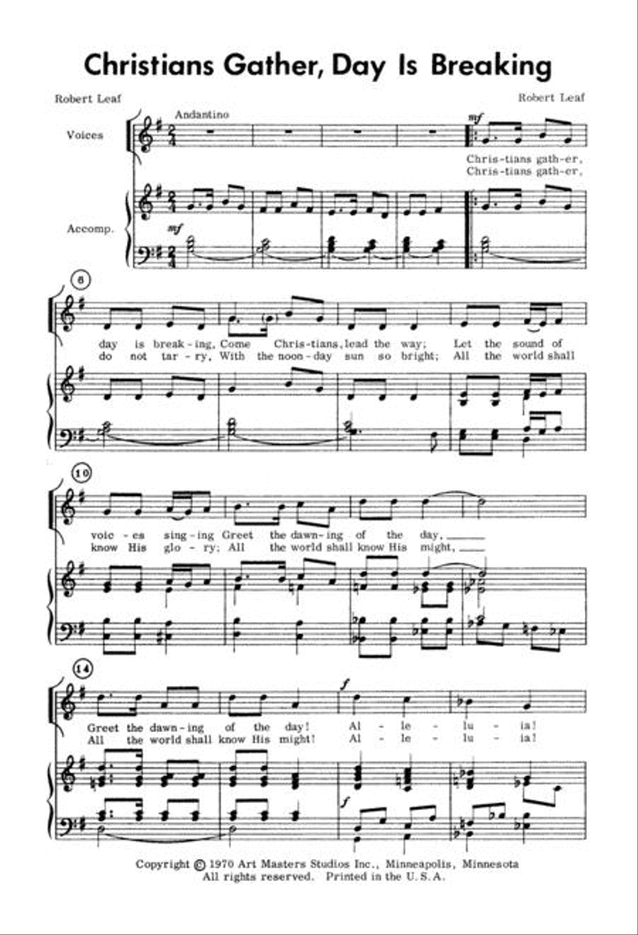 Christians Gather, Day Is Breaking Unison Choir scores gallery preview page 2