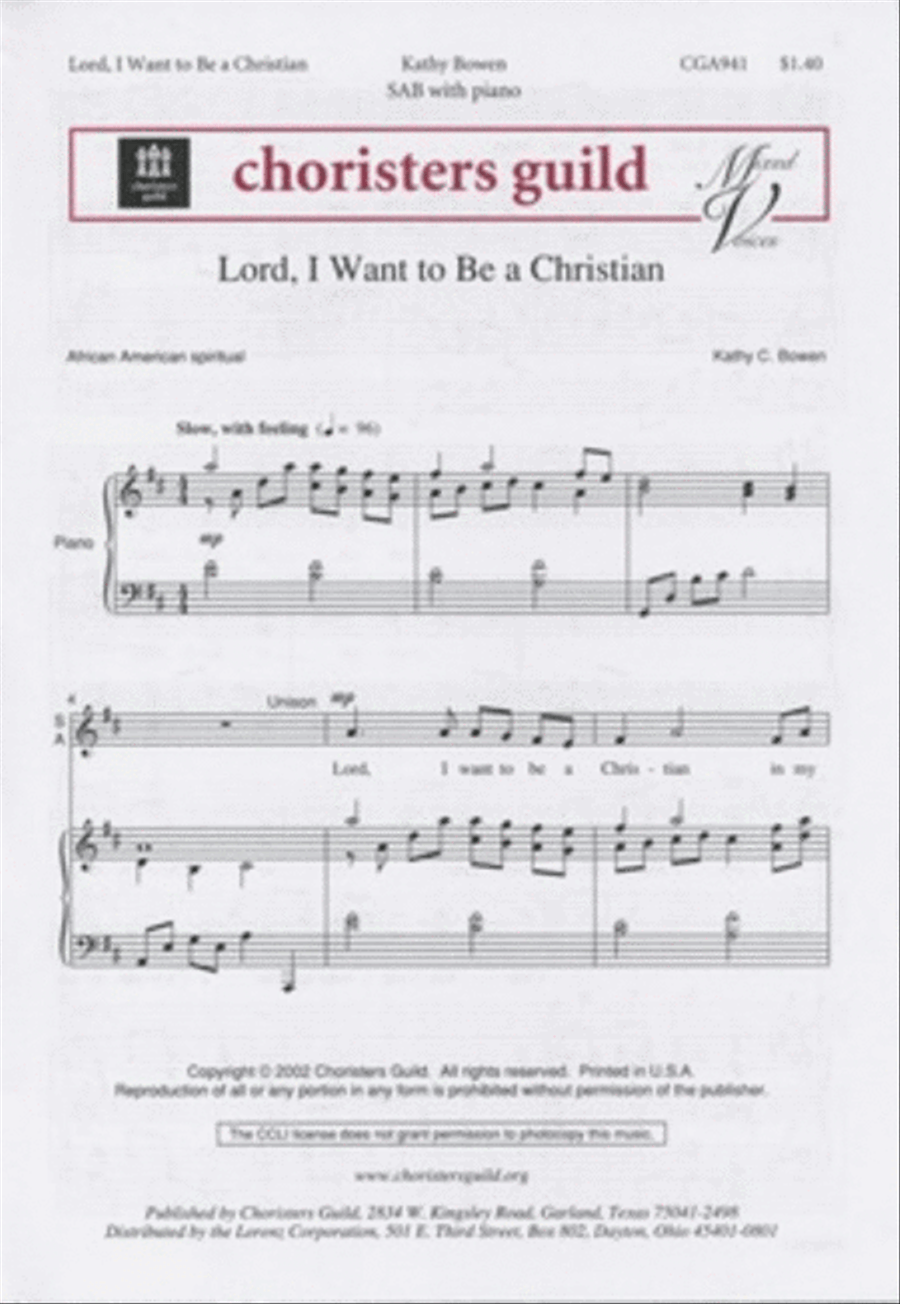Lord, I Want to be a Christian 3-Part scores gallery preview page 1