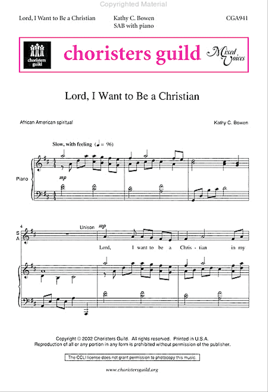 Lord, I Want to be a Christian 3-Part scores gallery preview page 2