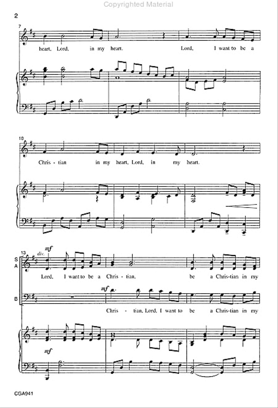 Lord, I Want to be a Christian 3-Part scores gallery preview page 3