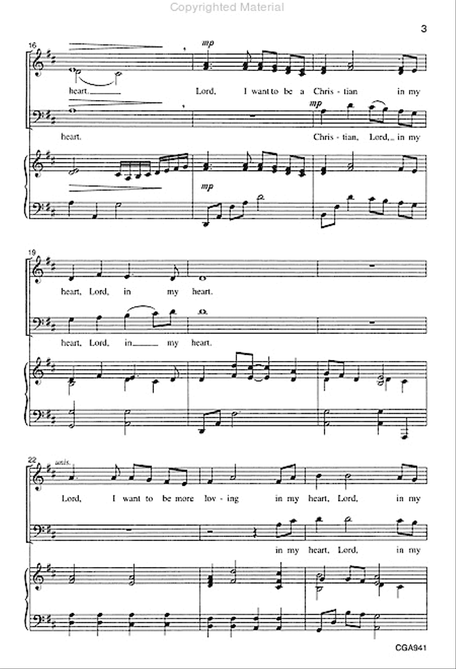 Lord, I Want to be a Christian 3-Part scores gallery preview page 4