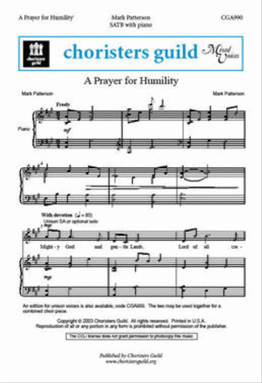 A Prayer for Humility 4-Part scores gallery preview page 1