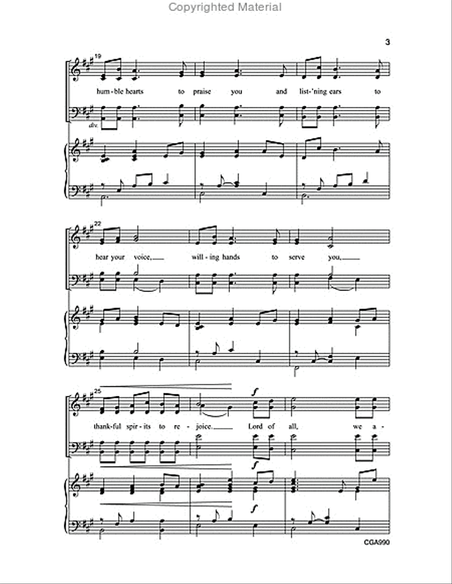 A Prayer for Humility 4-Part scores gallery preview page 3