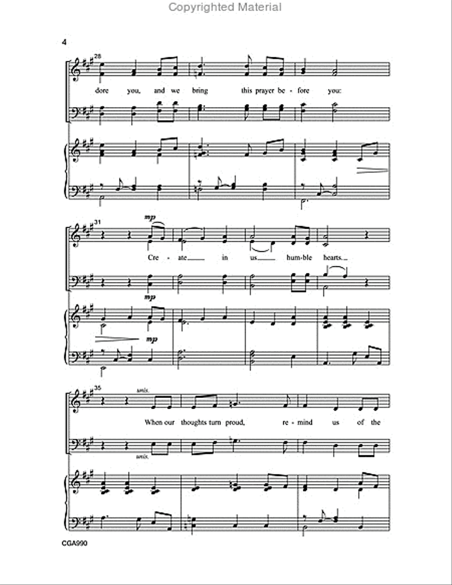 A Prayer for Humility 4-Part scores gallery preview page 4