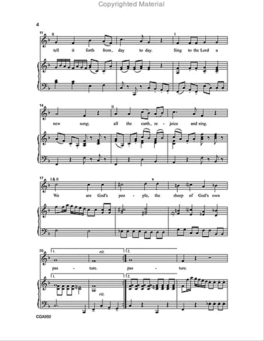 Sing to the Lord a New Song Unison Choir scores gallery preview page 3