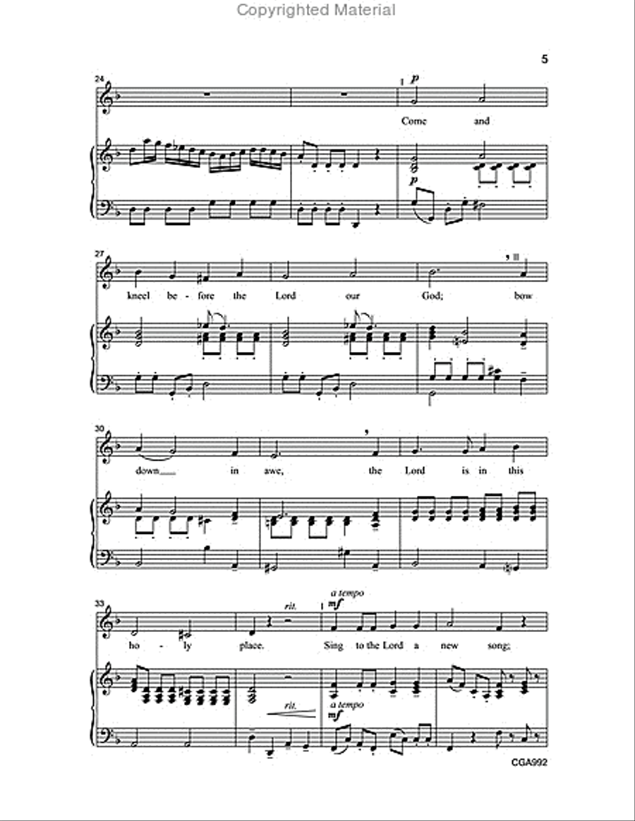 Sing to the Lord a New Song Unison Choir scores gallery preview page 4