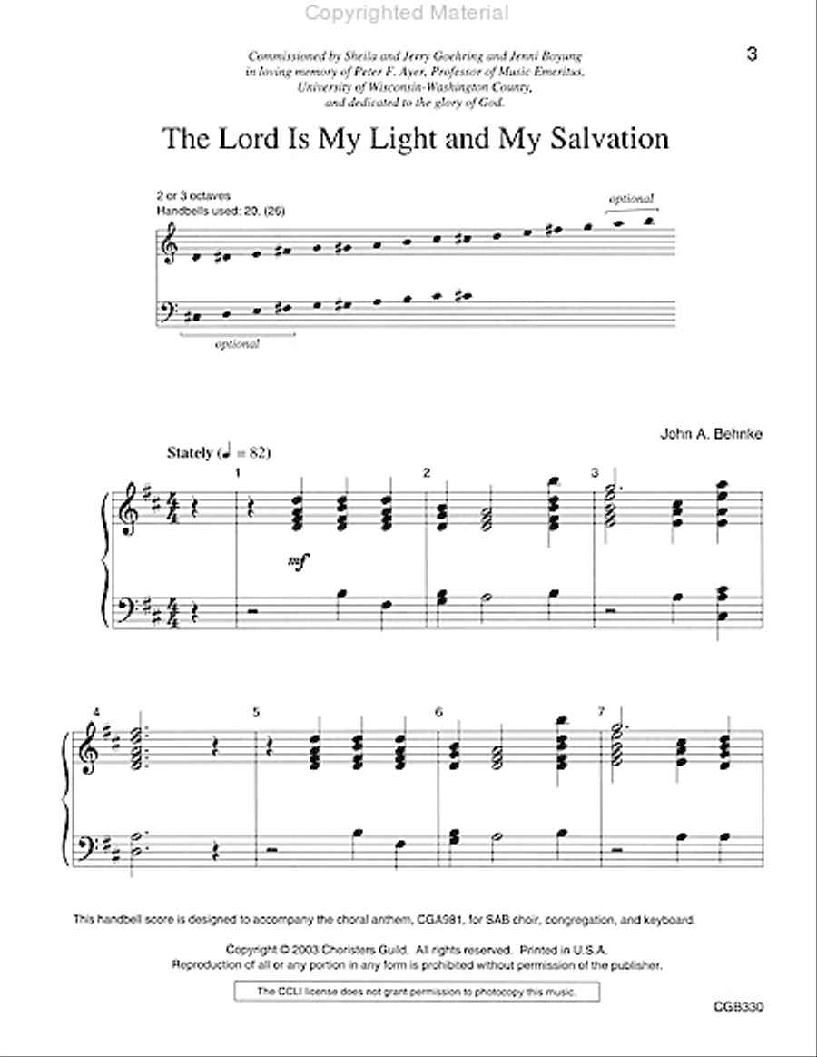 Lord Is My Light and My Salvation - Handbell Score 3-Octaves scores gallery preview page 2