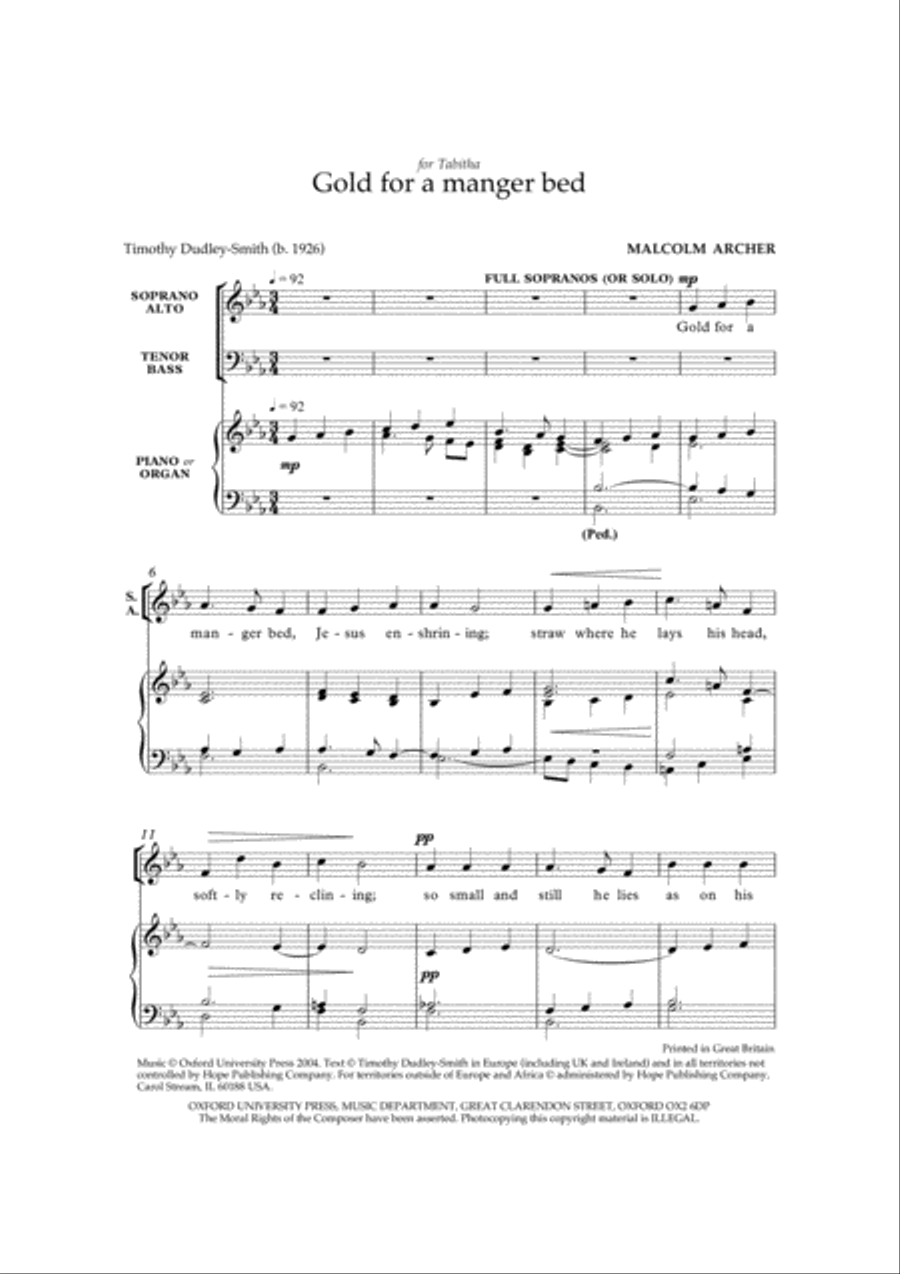 Gold for a manger bed 4-Part scores gallery preview page 2