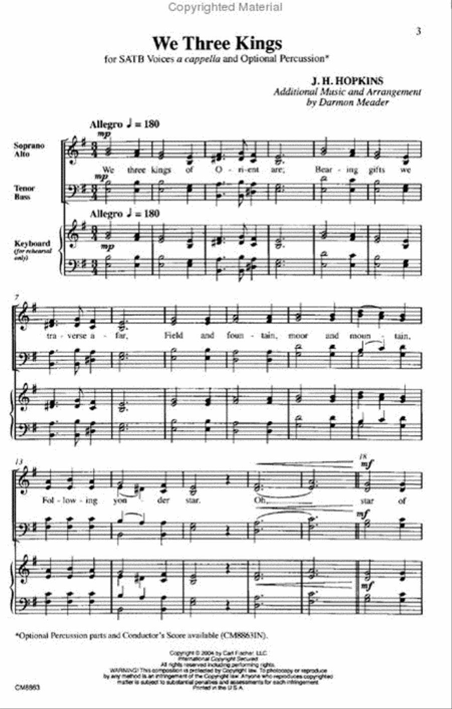 We Three Kings We Three Kings 4-Part scores gallery preview page 2
