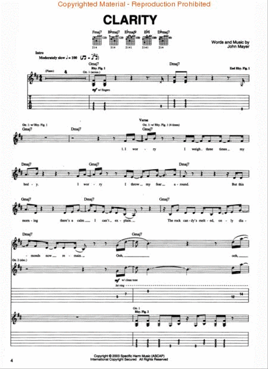 John Mayer – Heavier Things Electric Guitar scores gallery preview page 2